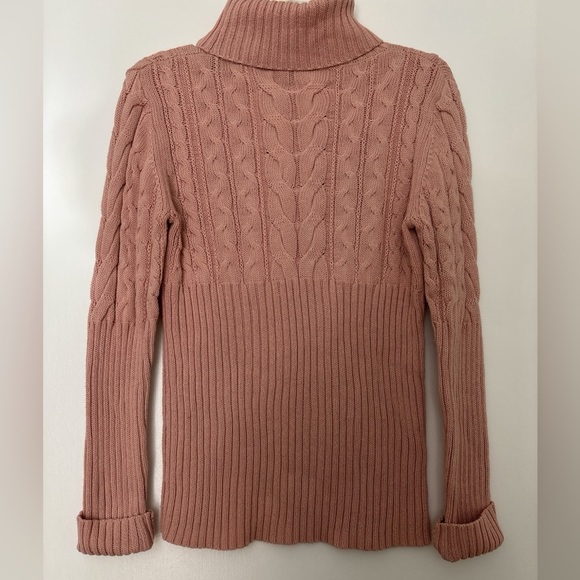 AXCESS sweater, dusty pink size medium, all cotton, turtleneck, cable knit - Picture 2 of 7